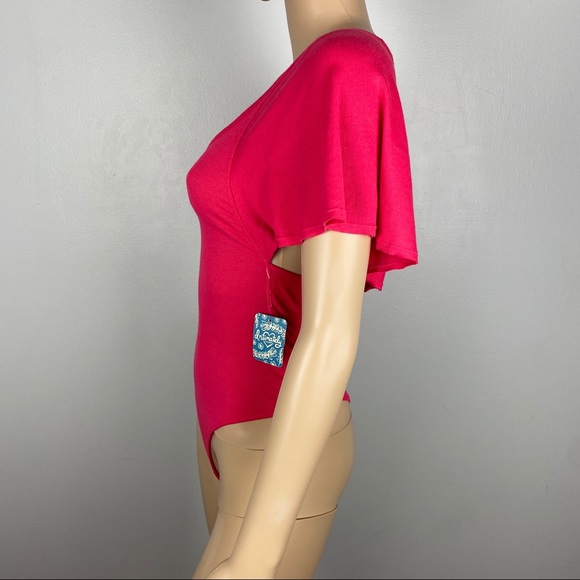 NEW FREE PEOPLE RIBBED FLUTTER SLEEVE BODYSUIT - Picture 6 of 9